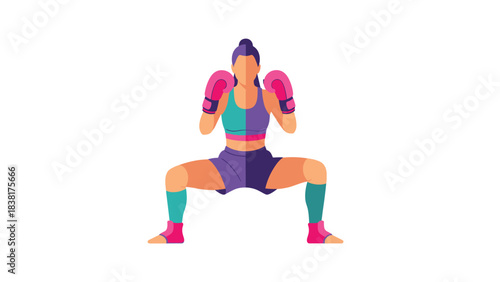Female boxer training in colorful sportswear for fitness and strength