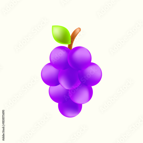 Gradient Grape Vector Illustration – Colorful Shiny Fruit Icon for Food, Market, and Healthy Organic Design