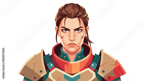Fierce female warrior illustration for gaming and fantasy design