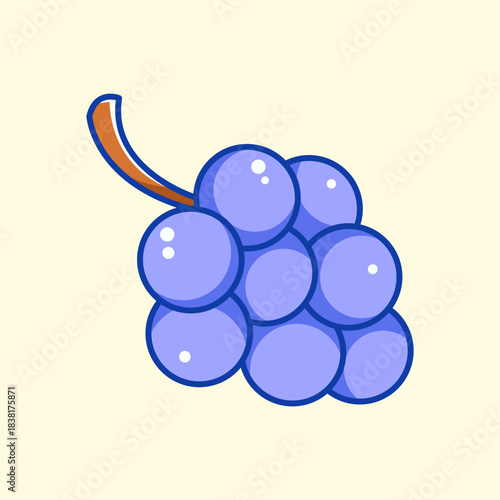 Cute Grape Vector Illustration – Colorful Fruit Cartoon Icon for Food, Snack, and Healthy Lifestyle Design