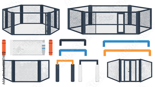 Mixed martial arts cage designs for sports venue layout and event setup