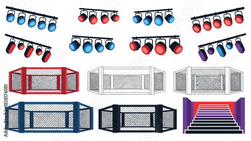 Event lighting and stage elements for concert, show, or performance design