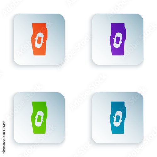 Color Plaster on leg icon isolated on white background. Set colorful icons in square buttons. Vector