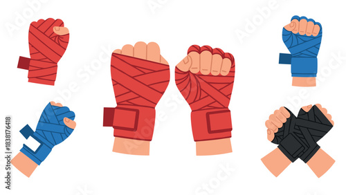 Boxing and mma hand wraps vector illustration for sports design and training materials