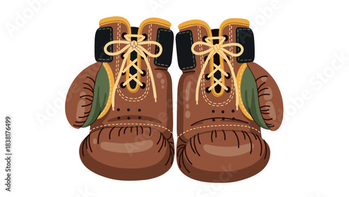 Vintage boxing gloves illustration for sports theme design and decor