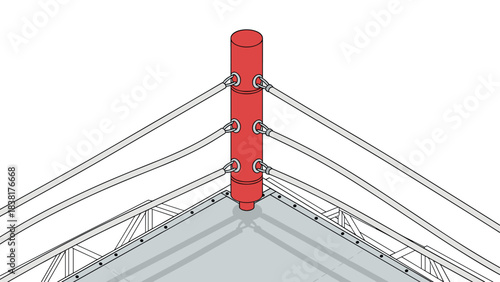 Boxing ring corner with ropes illustration for sports design