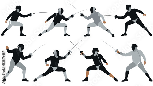 Dynamic fencing poses collection for training and sports enthusiasts
