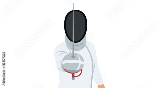 Fencing sport illustration with fencer in action for athletic designs