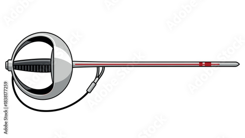 Elegant fencing sword with protective guard illustration for sports design