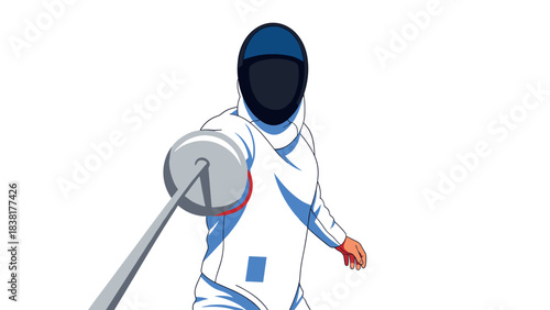 Dynamic fencing illustration with athlete in protective gear for sports poster design