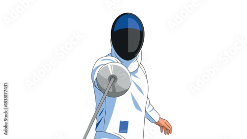 Dynamic fencing illustration with fencer in action for sports and activity design