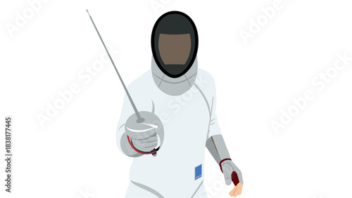 Fencing athlete in action with sword for sports design or poster