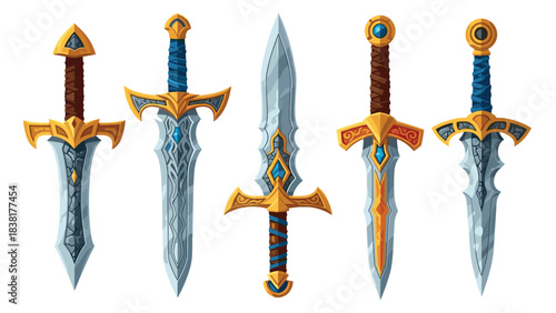 Collection of fantasy swords with ornate design for game or poster concept