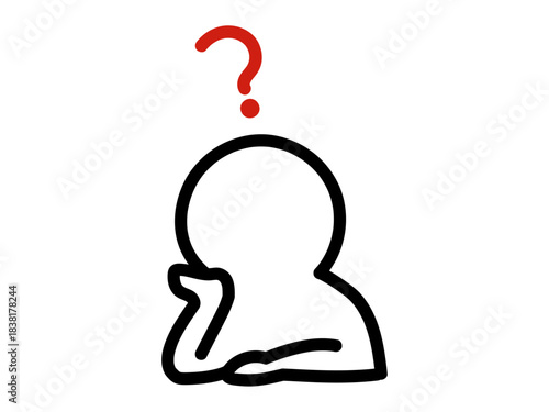 悩んでいる人　赤