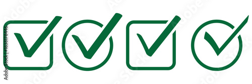 Green check mark icon. Check mark vector icon. Checkmark Illustration Vector symbols set green checkmark isolated on white background Correct vote choice isolated symbol