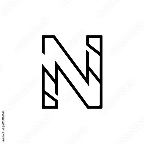 Letter n uppercase initial monogram logo icon in modern geometric line art style