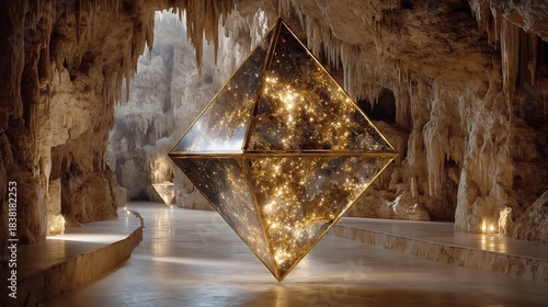 Mysterious Crystal Object in a Cave.