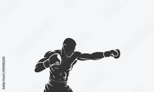Boxer Silhouette Isolated on White Background