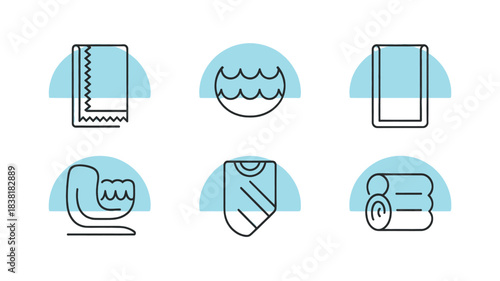 Ecofriendly Fabric and Textile Icons Set