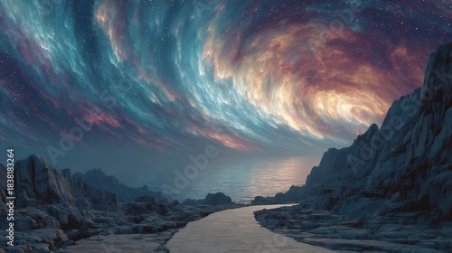 Wallpaper Mural Surreal Cosmic Sky Over Rocky Landscape. Torontodigital.ca