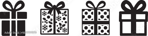   Holiday gift wrapping paper patterns in bold silhouette style for festive vector designs.