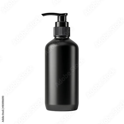 Modern isolated black pump bottle for soap, lotion, or sanitizer packaging