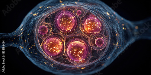 Observing fertilized oocyte and sperm elements under a microscope in a lab setting