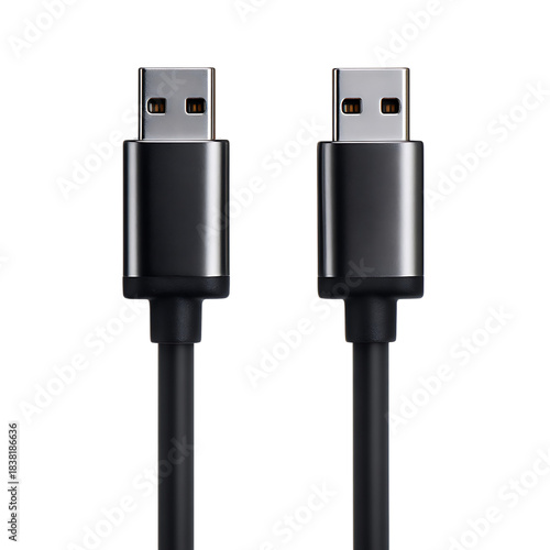 Two metallic usb type-a data cables for modern electronic connectivity