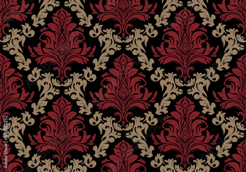 Seamless vintage damask floral pattern illustration for luxury textile fabric wallpaper design