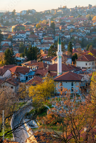 Sarajevo cityscape from above in autumn, Bosnia, the Balkans