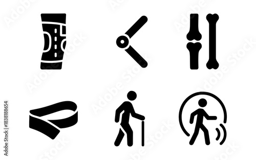 Medical and health icons representing bones, joints, and mobility