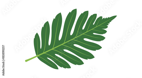 A detailed illustration of a vibrant green lobed leaf with prominent veins, perfect for botanical, nature, or tropical design themes.