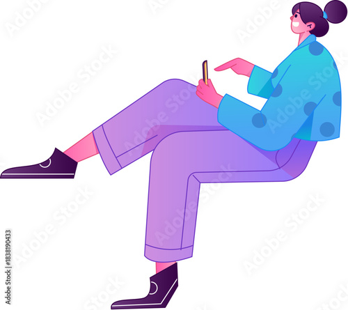 Vector flat gradient illustration of a character flying and hovering.
