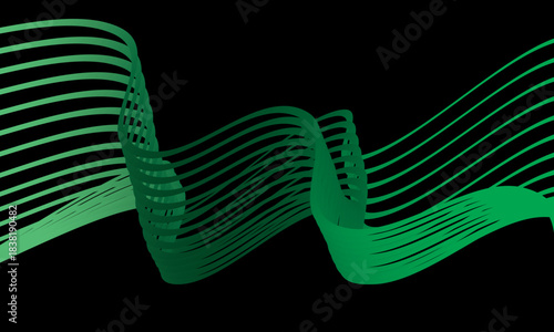 Abstract vector in colorful gradations on a dark background. Modern, dynamic and futuristic wavy lines. Suitable for technology designs, digital posters, presentation backgrounds and creative graphic.