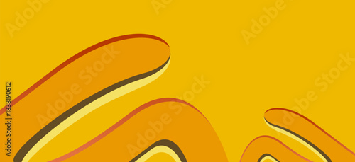 Abstract background with dynamic wavy lines and curved shapes in warm yellow and orange tones, creating a retro banner design.