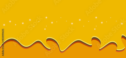 Abstract Yellow Background with Flowing Sweet Honey Drips and Sparkling Stars