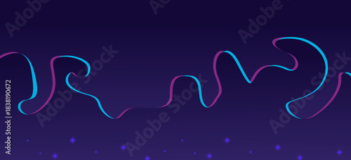 Dynamic Abstract Background with Flowing Blue and Purple Lines and Scattered Stars on a Dark Gradient