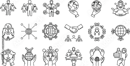 Collection of ancient egyptian hieroglyphs and decorative cartouches in black and white