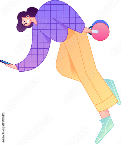 Vector flat gradient illustration of a character flying and hovering.
