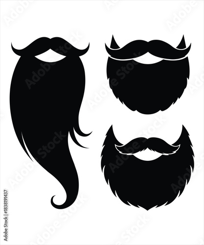  Classic Male Facial Hair Icons Featuring Stylish Beards and Curved Mustaches