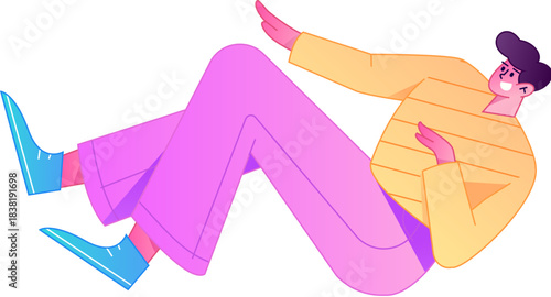 Vector flat gradient illustration of a character flying and hovering.
