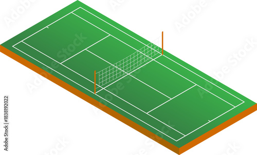 Tennis court background. Tennis field area. Isometric view of a tennis court. Playground symbol. Vector