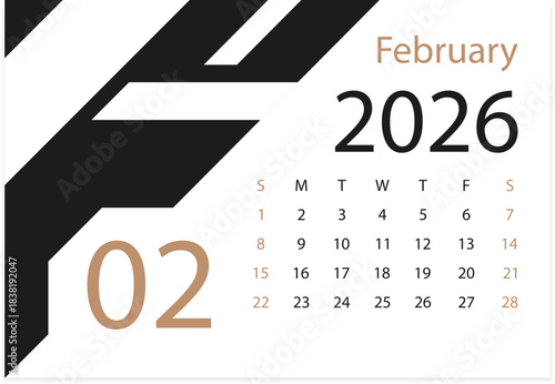 Calendar 2026. February 2026. Tear-off calendar. Personal organizer