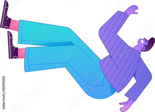 Vector flat gradient illustration of a character flying and hovering.
