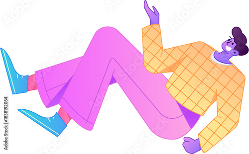 Vector flat gradient illustration of a character flying and hovering.
