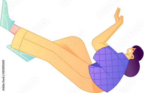 Vector flat gradient illustration of a character flying and hovering.
