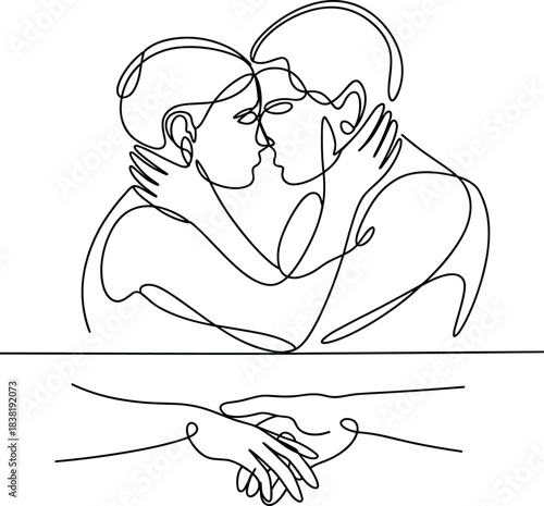 Vector drawing illustration of a mother and child silhouette showing love, family, and pregnancy art