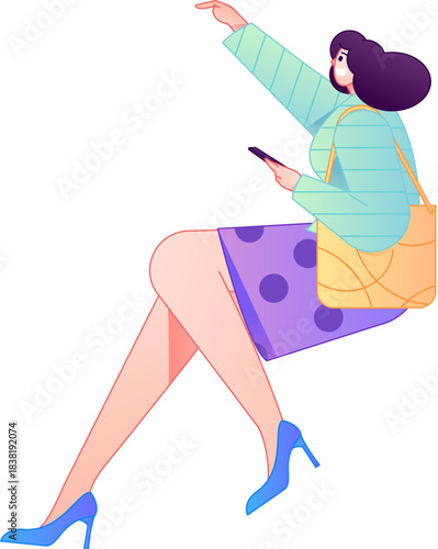 Vector flat gradient illustration of a character flying and hovering.
