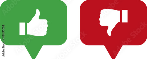 Thumbs up and thumbs down icons on white background. Social media icons. Vector