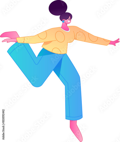 Vector flat gradient illustration of a character flying and hovering.
